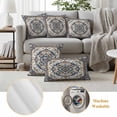 thumbnail image 6 of Vintage Floral Pillow Covers 2 Pack Navy Brown Classical Bohemian Style Pillowcase Waterproof Outdoor Throw Pillow Cover for Patio Balcony Rectangular Cushion 20”x12”, 6 of 9