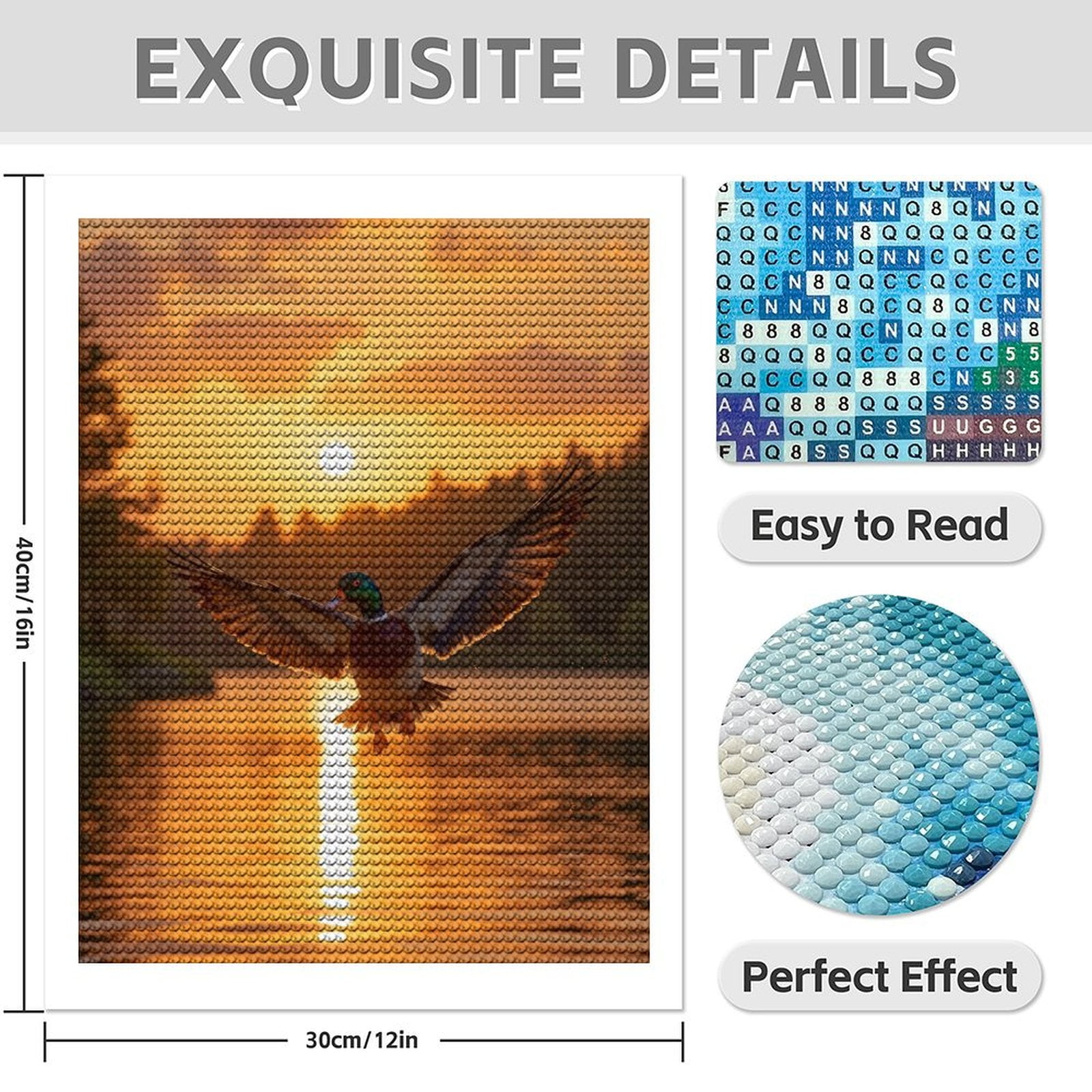 Diamond Art Kits for Adults - 5d Duck Sunset Over Lake Flight Diamond Painting for Adults, Diamond Art for Adults Beginners, Diamond Painting Kits for Adults for Home Wall Decor