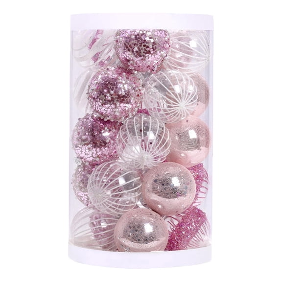 25Pcs Large Christmas Ball Ornaments, Shatterproof Baubles Decorative Five Styles ball for Xmas Engagement festival Decor Pink
