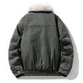 thumbnail image 5 of Xdegoge Durable Workwear Jacket for Men Full Zip Stand Collar Quilted Jackets Plus Size Causal Loose Coat Fashion Fall Winter Solid Color Pocketed Streewear with Fluffy Collar, 5 of 5