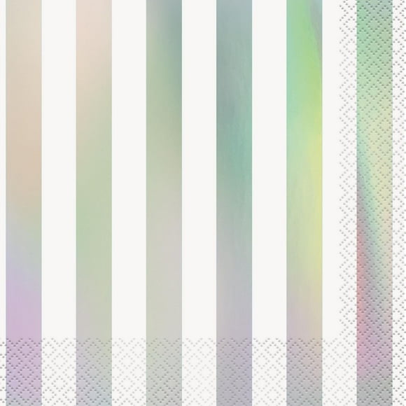 Foil Iridescent Striped Paper Lunch Napkins, 6.5in, 16ct