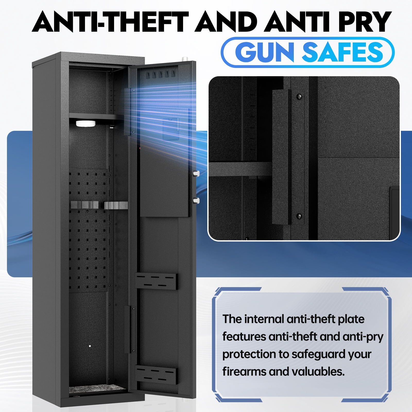KAER 5-7 Gun Safe, Quick Access Gun Cabinet with Removable Shelf, Unassembled Rifle Safe for Rifle and Pistol