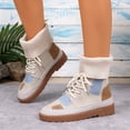 thumbnail image 2 of Bottes Courtes pour Femmes à la Mode, Décontractées, Polyvalentes, avec Bout Rond pour l'Hiver, pour l'Automne et l'Hiver, Mi-Mollet, à Lacets, en Fil, Bottes pour Femmes, 2 of 7