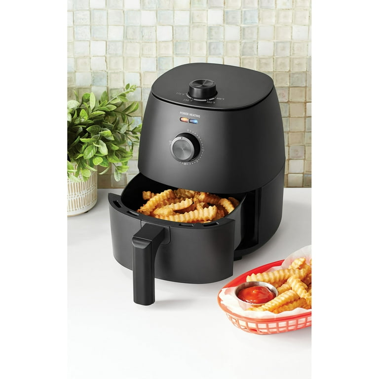 Mainstays 2.2 Quart Compact Air Fryer, Non-Stick, Dishwasher Safe Basket,  1150W, Black,Height of 10.43 in 