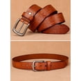 thumbnail image 4 of Catelles Men's Casual Business Camel Leather Belt, Crocodile Pattern Metal Pin Buckle with Hole Puncher, Gift Box Set&For waist 46 in Width 1.5 in(3.8cm), 4 of 9