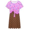 thumbnail image 3 of Chocolate And Strawberry Icecream Dress Fashion Beach Short Sleeve Dresses Female Party Printed Sundress, 3 of 7