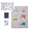 thumbnail image 2 of Bedtime Originals 4-Piece Construction Zone Gray/Navy/White Toddler Bedding Set, 2 of 9