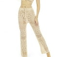 thumbnail image 4 of Aellinatey Women Hollow Out Mesh Pants Beach Swimsuit Cover Up Crochet Wide Leg Trousers, 4 of 20