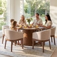 thumbnail image 2 of Guyou Modern Upholstered Dining Chairs Set of 4, Farmhouse Linen Kitchen & Dining Room Chairs with Armrests, 18" W Wooden Barrel Accent Chair Armchair for Dining Room Living Room Bedroom, Beige, 2 of 13