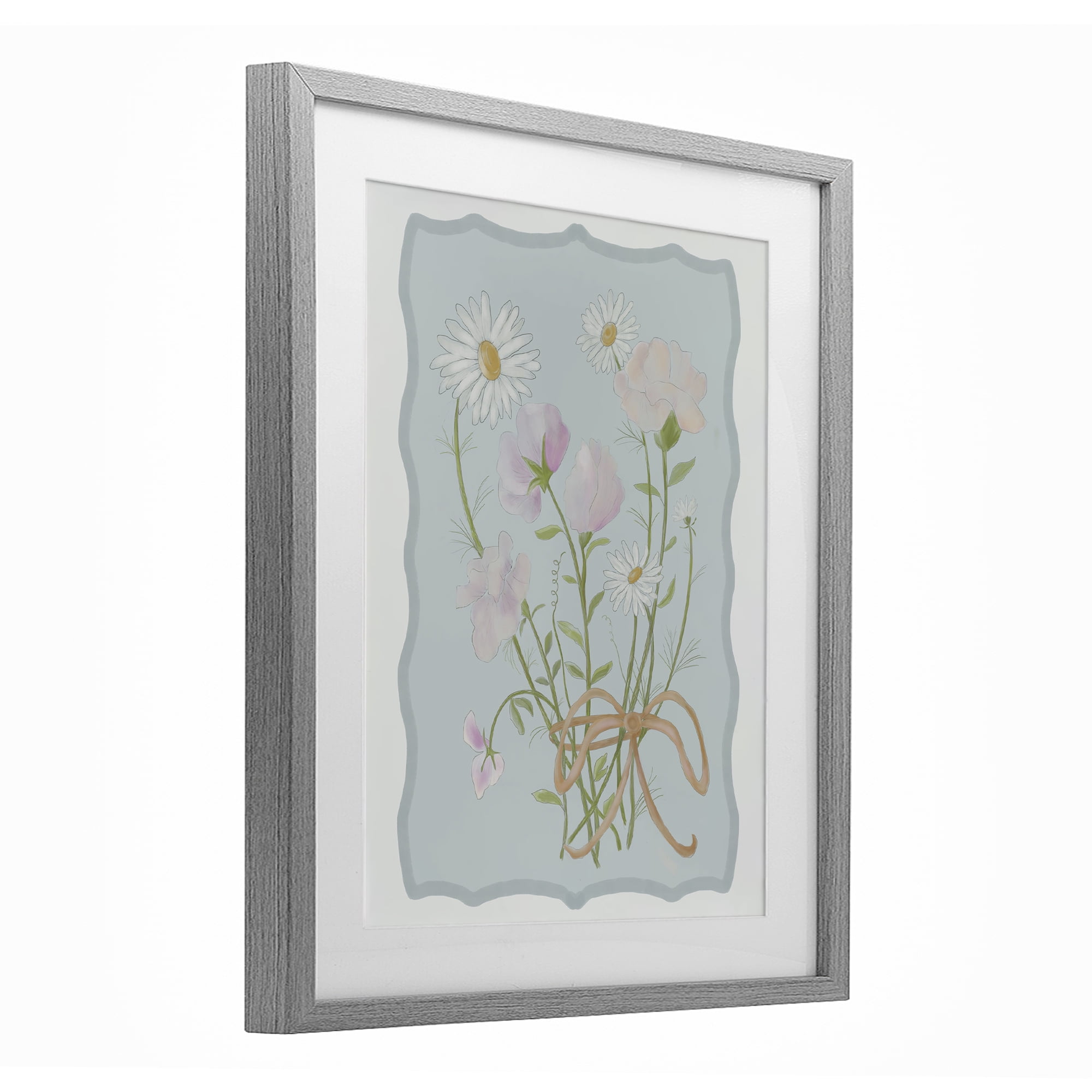 Spring Cottage Clippings Gray Framed Print Under Glass, design by Leslie Hermosa