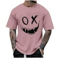 thumbnail image 2 of Yaoyar Summer Fashion Casual Men's Round Neck Graffiti Expression Pattern Printed T-shirt Top Pink,XL, 2 of 5