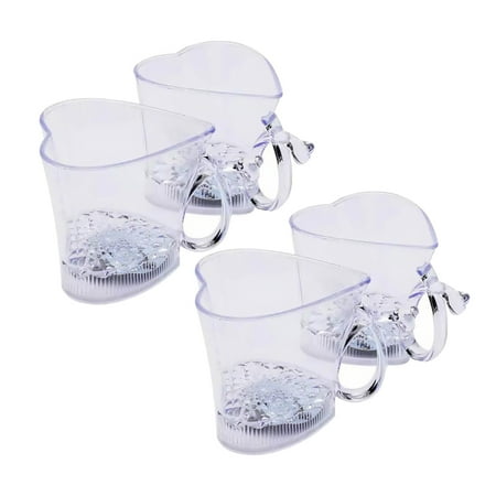 

4pcs Glowing Heart Cups LED Light Glow Cups Water Induction Cups for Bar