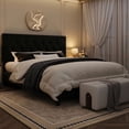 thumbnail image 2 of Amolife King Size Bed Frame with Upholstered Adjustable Headboard, No Box Spring Required, Black, Fabric, 2 of 9