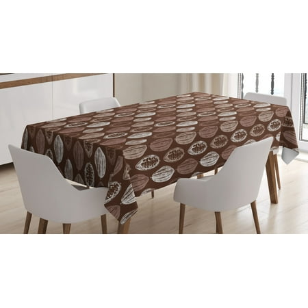 

Cocoa Tablecloth Hand Drawn Beans Fruit Cocoa Ripening Chocolate Aztec Tradition Kitchen Rectangular Table Cover for Dining Room Kitchen 60 X 90 Inches Chocolate and White by Ambesonne