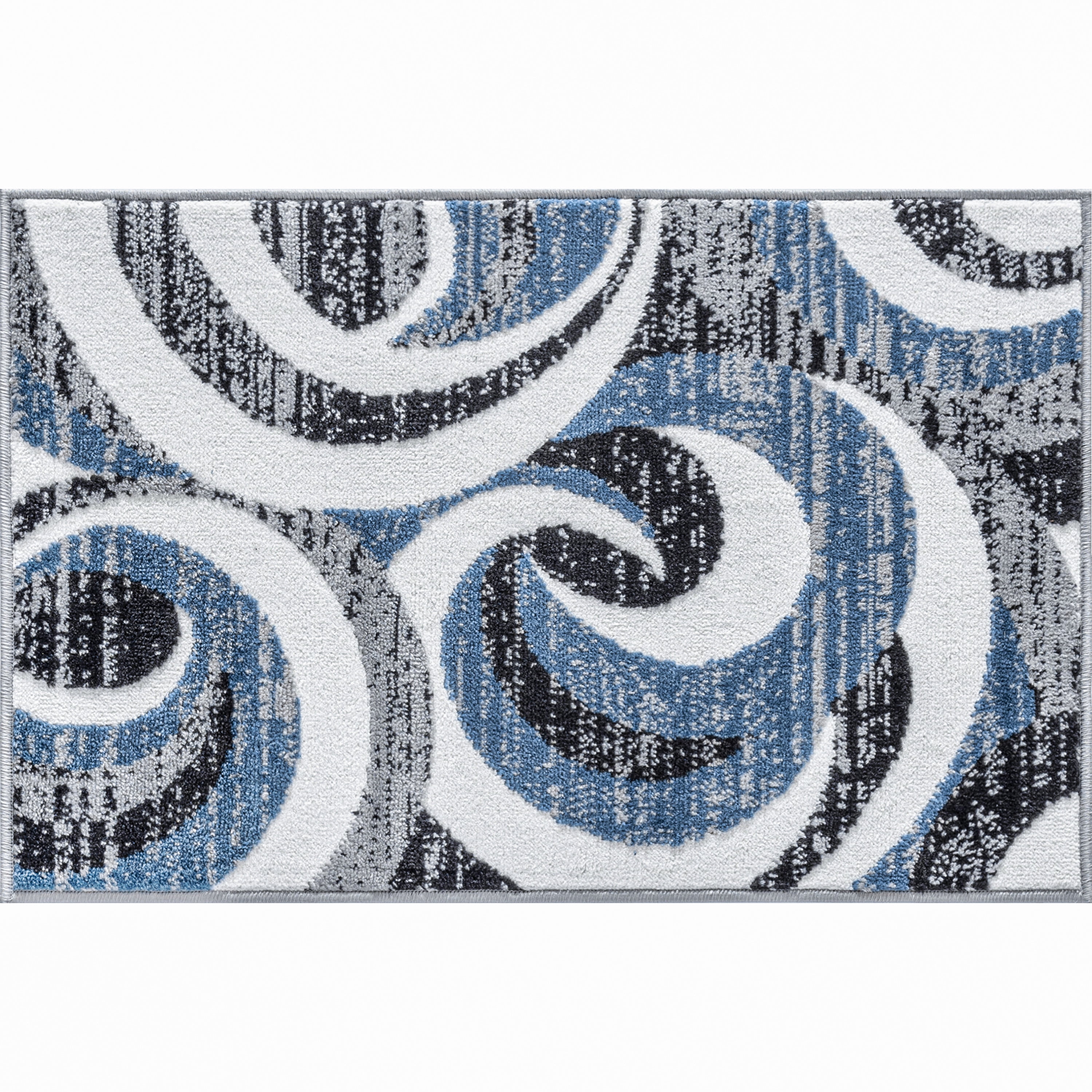 Contemporary 2x3 Area Rug (2' x 3') Abstract Blue, Charcoal Indoor Scatter Easy to Clean