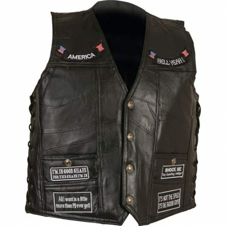 Diamond Plate Rock Design Genuine Buffalo Leather Concealed Carry Vest with (Best Concealed Carry Leather Vest)