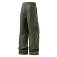 thumbnail image 4 of LWavelet Men's Cargo Wide Leg Pants - Drawstring Waist Multiple Pockets Utility Fabric Casual Daily Pants Army Green 2XL, 4 of 4