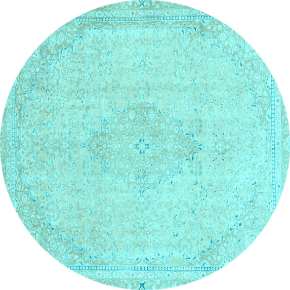 Ahgly Company Indoor Round Abstract Light Blue Modern Area Rugs, 5' Round