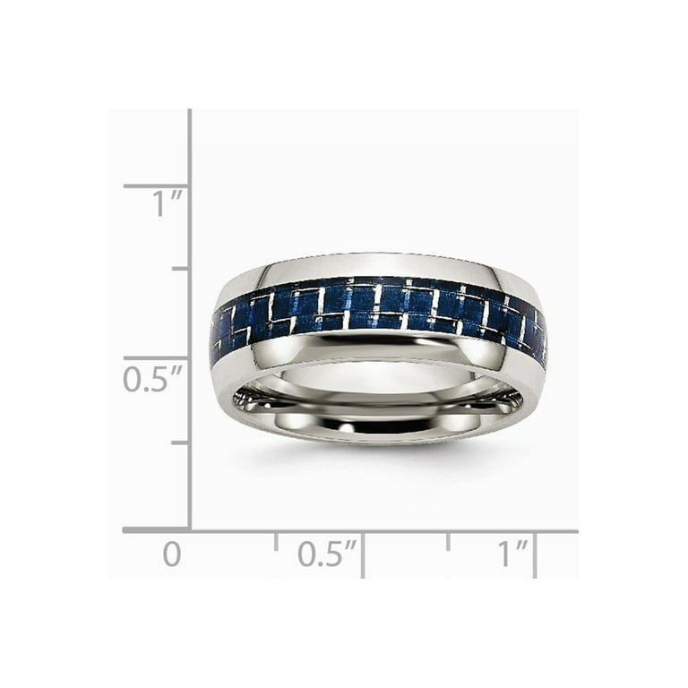 Stainless Steel Blue Carbon Fiber Inlay Polished 8mm Band Stainless Steel Blue Carbon Fiber Inlay Polished 8mm Band