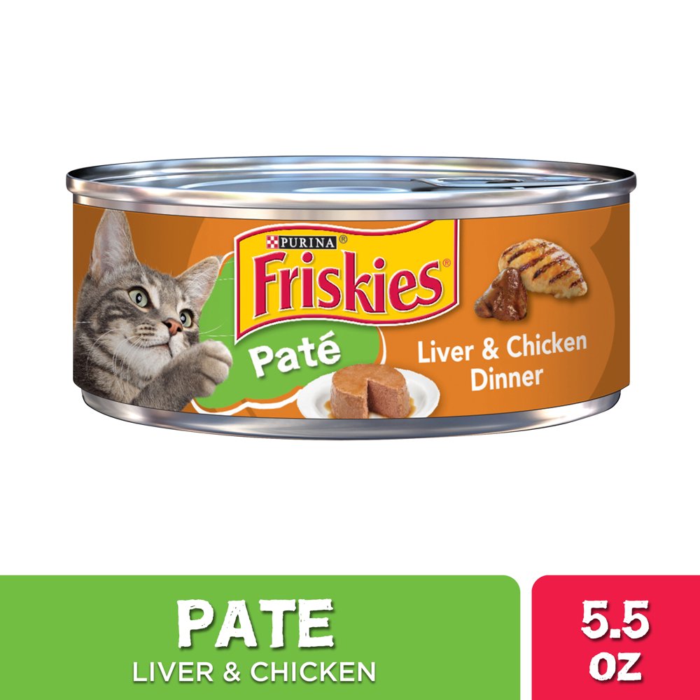 Friskies Pate Wet Cat Food, Liver & Chicken Dinner, 5.5 oz. Can