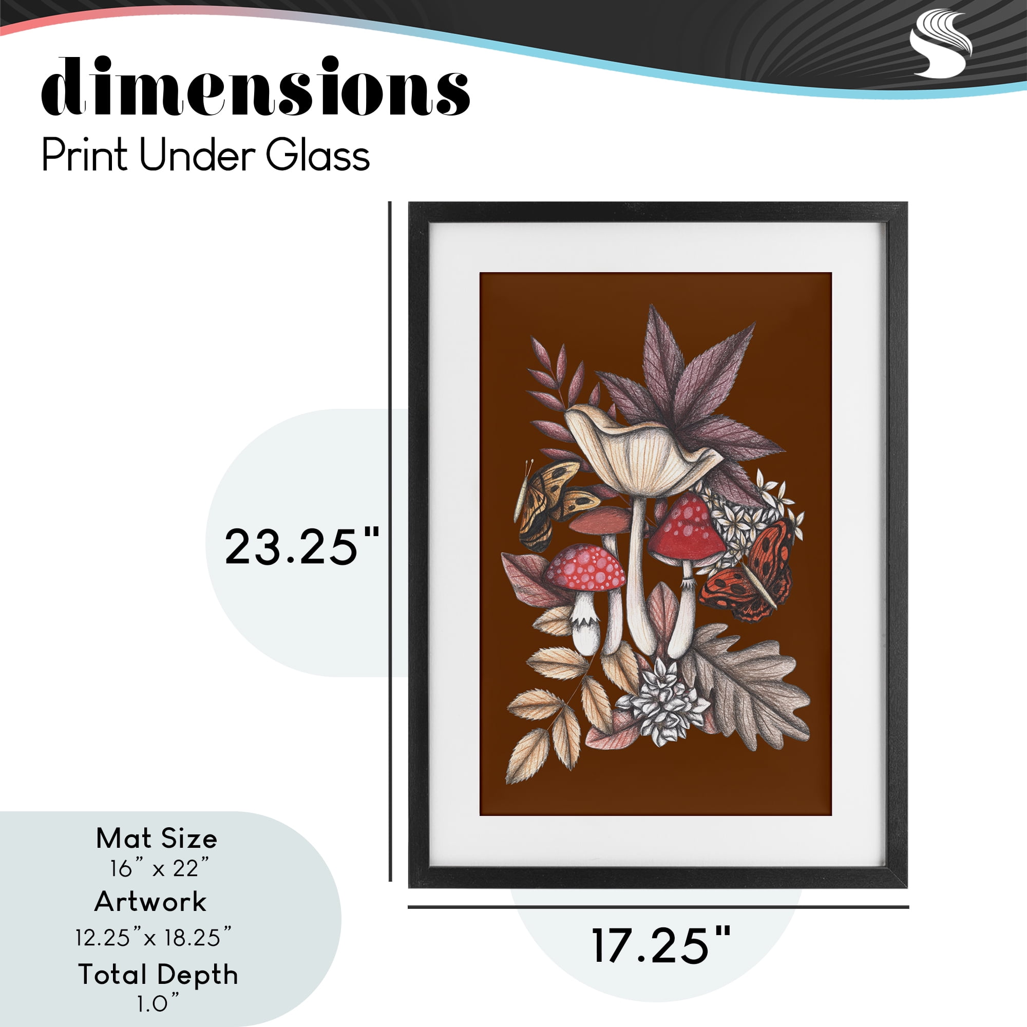 Autumn Mushrooms Magic Black Framed Print Under Glass, design by Cecilia Battaini