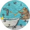 thumbnail image 5 of Dreamtimes Cat in A Bathtub Wall Clock, 10 Inch Silent Non Ticking Round Clock Oil Painting Clock Easy to Read Clock for Living Room Bedroom Bathroom Home Decor, 5 of 7