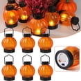 thumbnail image 1 of 6PCS Pumpkin Lantern with Hanging Handle and Stable Base Halloween Decoration Light for Bars Celebration Banquets, 1 of 7
