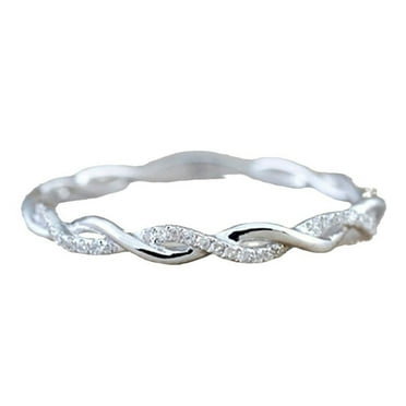 Designice Rings for Women,925 Sterling Silver Ring for Women,Fashion Twist Ring,Size-6
