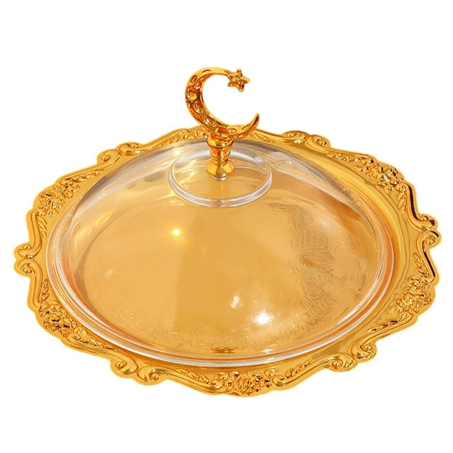 Bandeja para servir aperitivos, plato para pastel con tapa, bandeja decorativa, Bandeja de postres con cúpula de dulces de frutas secas para encimera