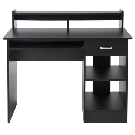 Knock Down Work Table - Best Choice Products Commercial Home Computer Laptop Work Station Desk Table w/ Removable Shelf Divider, Open Back for Home, College, Office - Black