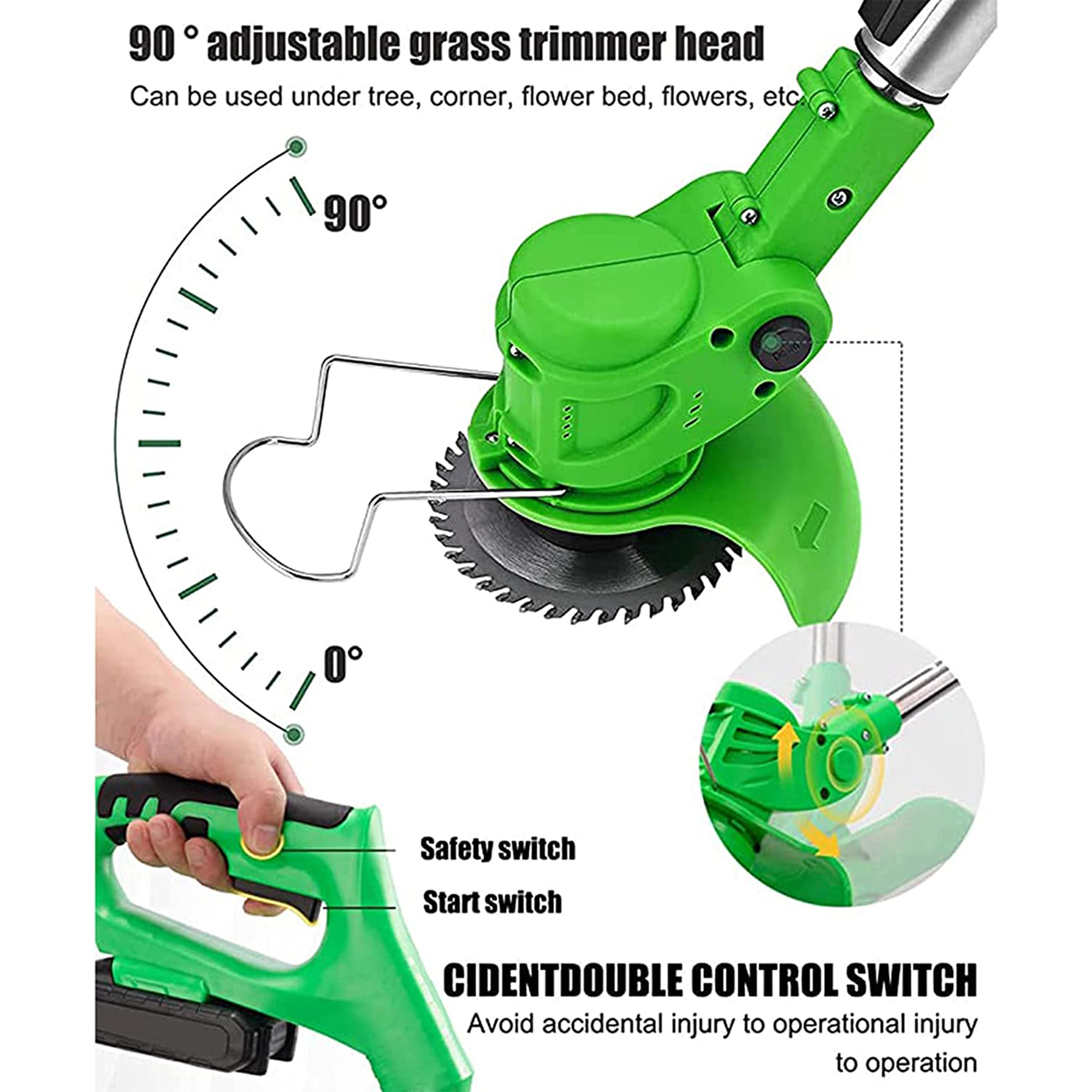 LELINTA 24V Cordless String Trimmer/Edger, Battery Powered Weed Eater Cordless- Electric Weed Wacker Rechargeable Trimmer Edger Lawn Tool,Green 2 Battery & 1 Charger - image 3 of 8