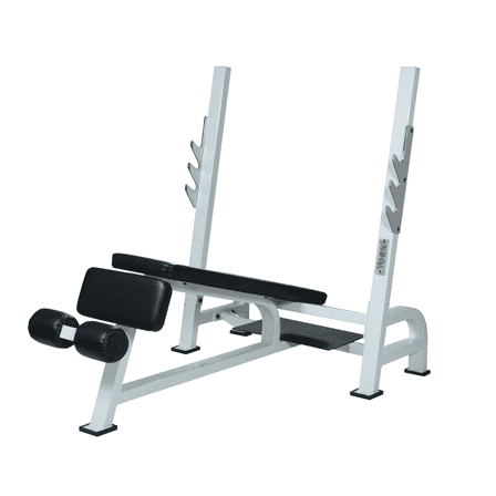 STS Olympic Decline Bench Press With Racks, White