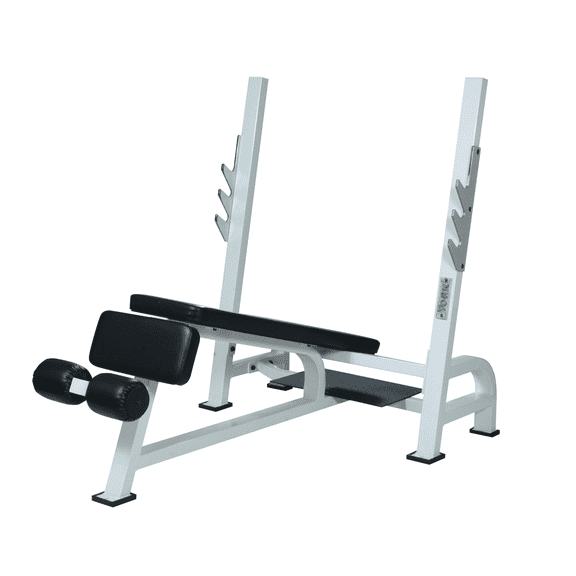 STS Olympic Decline Bench Press With Racks, White