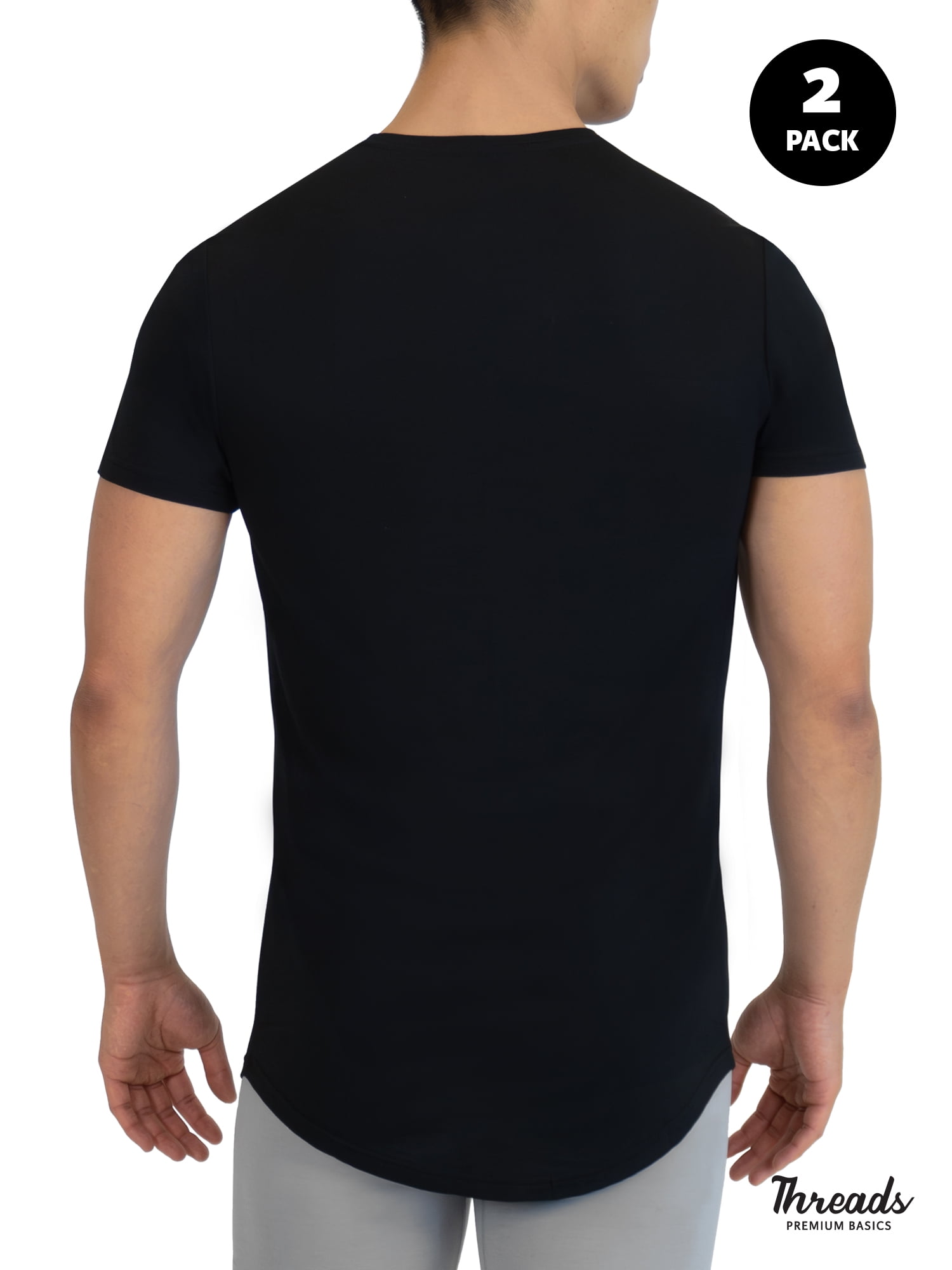 Threads Men's Ultra-Soft Crewneck T-Shirt, Moisture Wicking, Anti-Odor, 2-Pack, Black & Grey