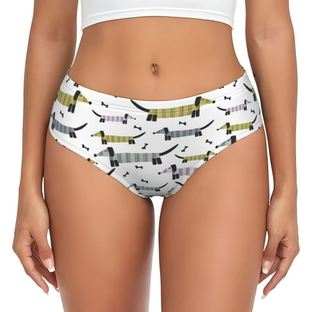 Womens Underwear - Dachshund Dog Puppy Yellow Pink No Show Seamless Underwear for Women  Stretch Women s Panties  Hipster Soft Comfort Ladies Panties Bikini Underwear Briefs