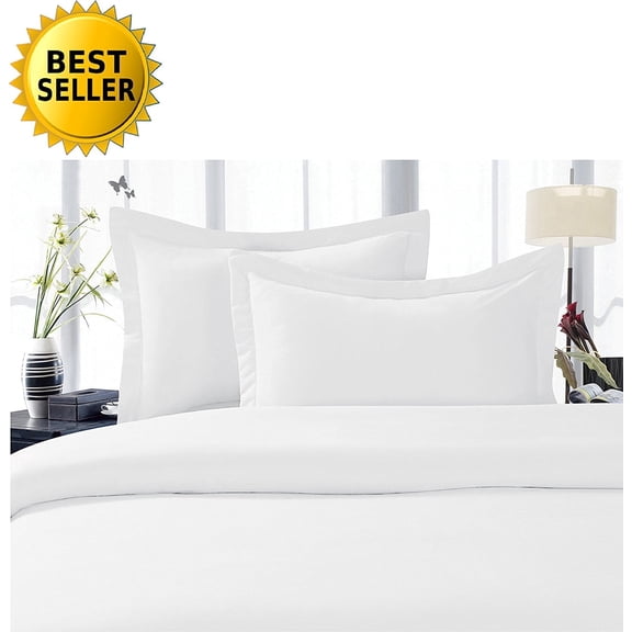 Elegant Comfort 1500 Thread Count White Duvet Cover Set, Full/Queen (3 Count)