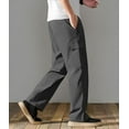 thumbnail image 3 of ASUDESIRE Men's Woven Twill Casual Cargo Pants Straight Leg Elastic Waistband Drawstring with 4 Pockets, 3 of 5