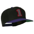 thumbnail image 5 of Athletic Number 1 Embroidered Classic Two Tone Cap - Black Purple OSFM, 5 of 5