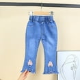 thumbnail image 2 of DHFJKG Girls Jeans Denim Flare Pants Slim Fit Elastic Waist Bow Appliques Pants With Pockets For Kids 3-8 Years Old Comfort Trousers, 2 of 6