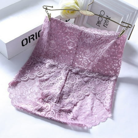 SnnmBlm Underwear for Women Plus Size Women s Brief Underwear Floral Lace Boyshort Panties High Waist Panty Light Purple L