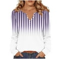 thumbnail image 2 of Womens T Shirts Striped Long Sleeve V Neck Button Up Blouses for Women Slim Fit Comfort Daily Wear Business Casual Outfits, 2 of 6