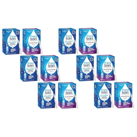 Thera Tears Dry Eye Therapy Lubricant Eye Drops & Nighttime Eye Gel .6 Fl Oz, 30 Ct. Each - Pack of 6