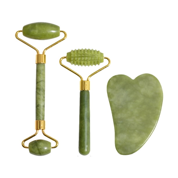 Jade Productos para el cuidado de la piel facial, masajeador facial Herramienta para rostro, herramientas de masaje , herramientas faciales Masajeador facial de piedra Jade para mujeres (Green) XianweiShao 9024715982247