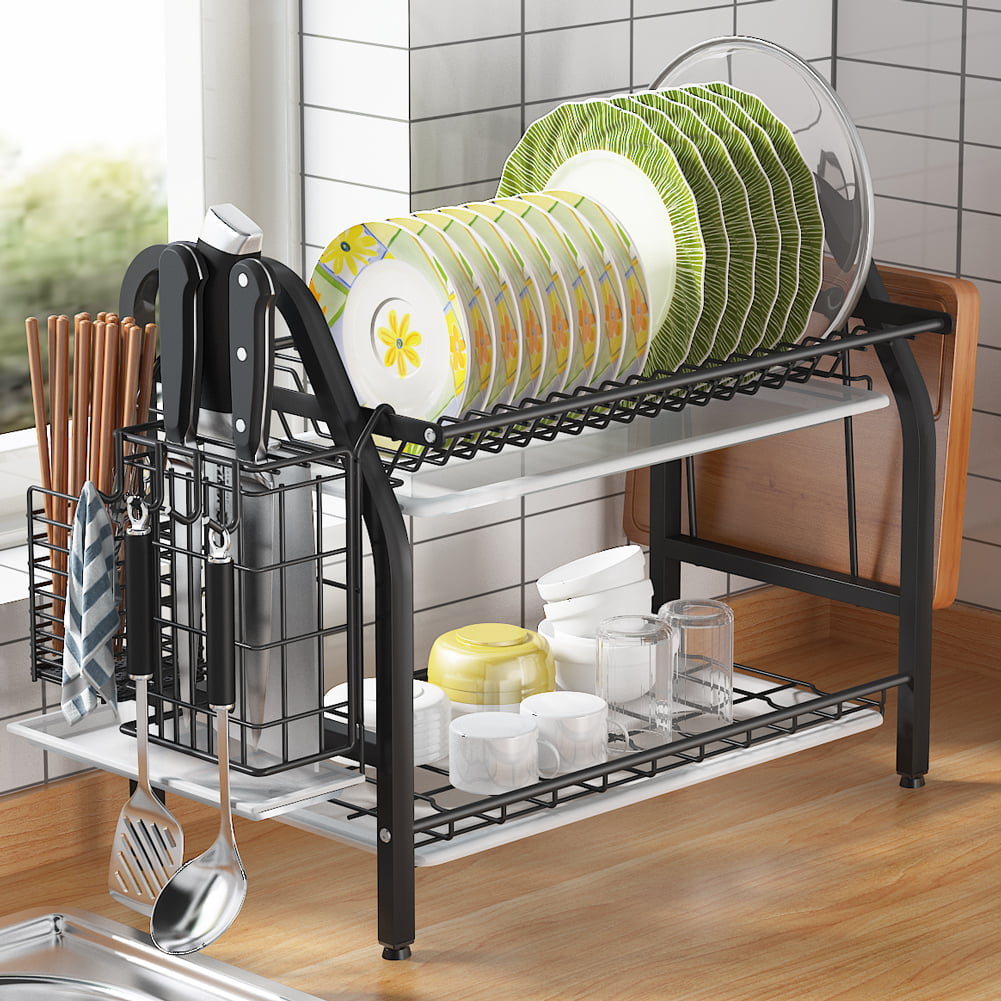 Adjustable Dish Drying Drainer Plate Cutlery Shelf Holder Rack Drip Tray Storage 