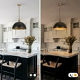 thumbnail image 4 of Modern Pendant Light, 18"Farmhouse Pendant Light Industrial Large Dome Matte Black and Gold Chandelier Ceiling Hanging Lighting for Dining Room Kitchen Island Bar Hallway Entryway, 4 of 12
