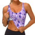 thumbnail image 3 of Gukieu Violet Print Women's Sports Vest, Low-neck U-shaped Removable Pad Sports Bra for Yoga, Exercise, Dance-X-Large, 3 of 8