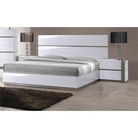 Chintaly Imports Queen Panel Bed in White and Gray (Headboard only) 
