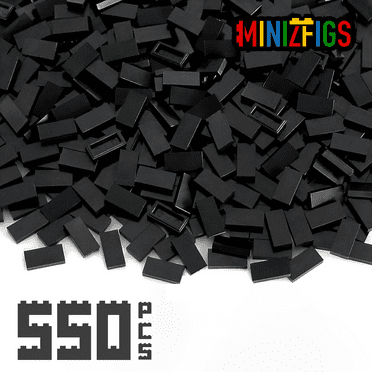 Minizfigs Black 1x2 Tiles | 550 PCS | Bulk Building Toy Set Great for Dots, Building Blocks, Mosaic, Classroom, Educational, Part 3069 | 100% Compatible with All Major Brands