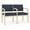 Castillo Batik Blue, variant on Lenox Wood Reception Waiting 2-Seat Tandem Seating / Natural Wood / Black