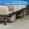 thumbnail image 5 of Dextrus Full Size Bed Frame with Charging Station, Upholstered Platform Metal Bed, Brown and Gray, 5 of 8